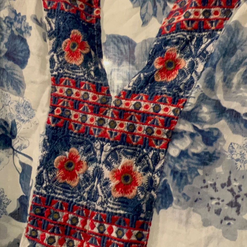 Johnny Was Blue and White Floral and Embroidery Dress - Picture 7 of 12